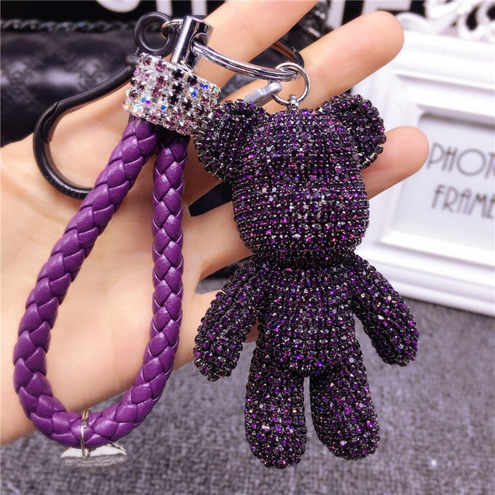 Wholesale Rhinestone Bear Keychain JDC-KC-LX040 Keychains 恋希 purple Wholesale Jewelry JoyasDeChina Joyas De China