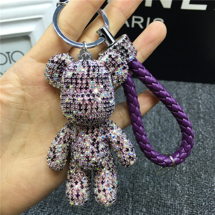 Wholesale Rhinestone Bear Keychain JDC-KC-LX040 Keychains 恋希 purple color Wholesale Jewelry JoyasDeChina Joyas De China