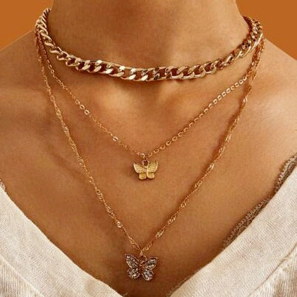 Wholesale Rhinestone Butterfly Pendant Alloy Necklaces JDC-NE-F581 necklaces JoyasDeChina Wholesale Jewelry JoyasDeChina Joyas De China