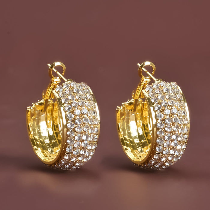 Wholesale Rhinestone C Shape Copper Earrings JDC-ES-Bis019 Earrings 碧莎 Wholesale Jewelry JoyasDeChina Joyas De China
