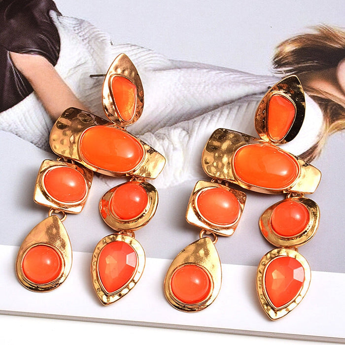 Wholesale Rhinestone Color Plating Alloy Earrings JDC-ES-SK074 Earrings 深刻 orange Wholesale Jewelry JoyasDeChina Joyas De China