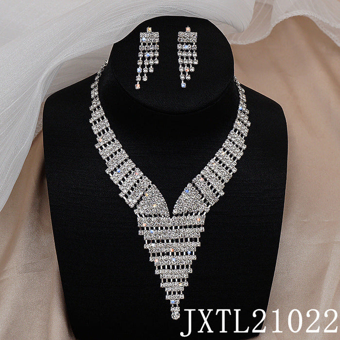 Wholesale Rhinestone Copper Necklace Earring Set JDC-NE-JX021 Necklaces 锦希 JXTL21022 set Wholesale Jewelry JoyasDeChina Joyas De China
