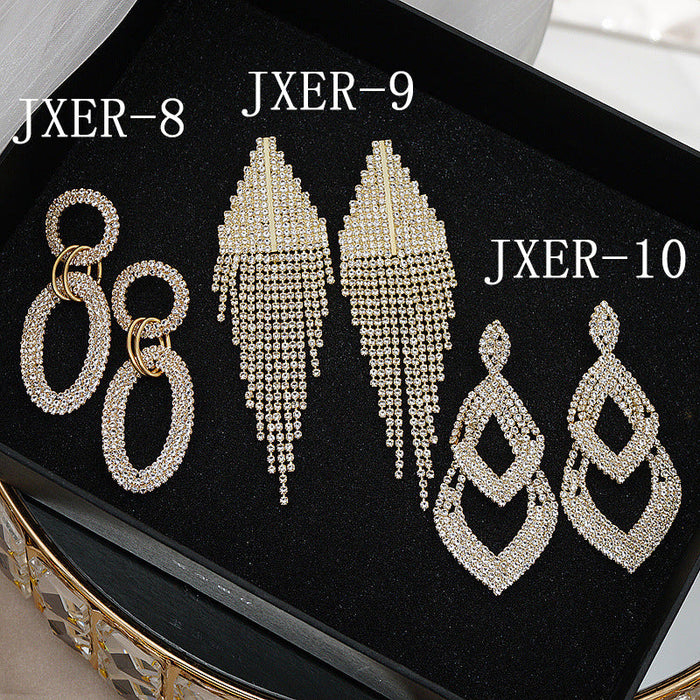 Wholesale Rhinestone Copper Tassel Earrings JDC-ES-JX017 Earrings 锦希 Wholesale Jewelry JoyasDeChina Joyas De China