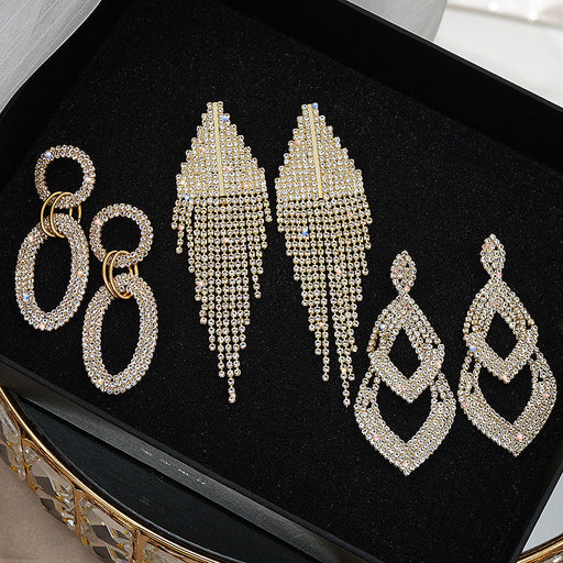 Wholesale Rhinestone Copper Tassel Earrings JDC-ES-JX017 Earrings 锦希 Wholesale Jewelry JoyasDeChina Joyas De China