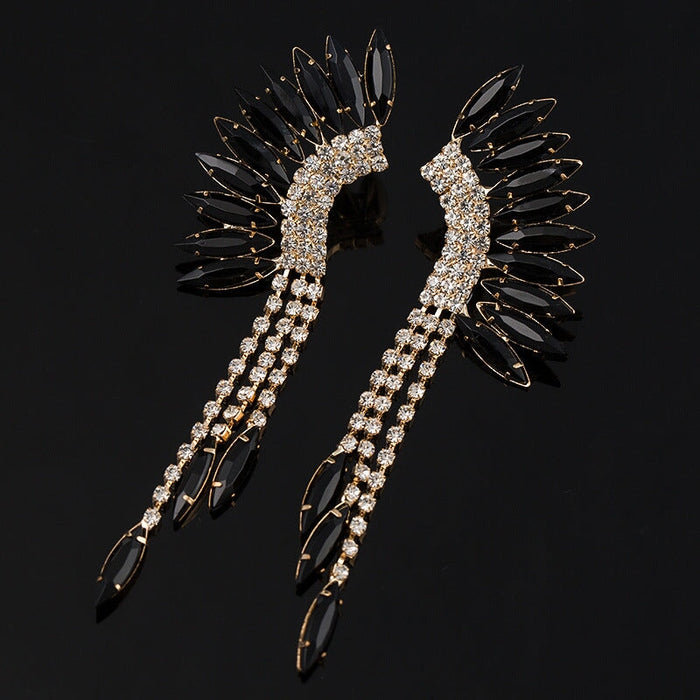 Wholesale Rhinestone crystal earrings JDC-ES-ZHONGW001 Earrings 众薇 Black Wholesale Jewelry JoyasDeChina Joyas De China
