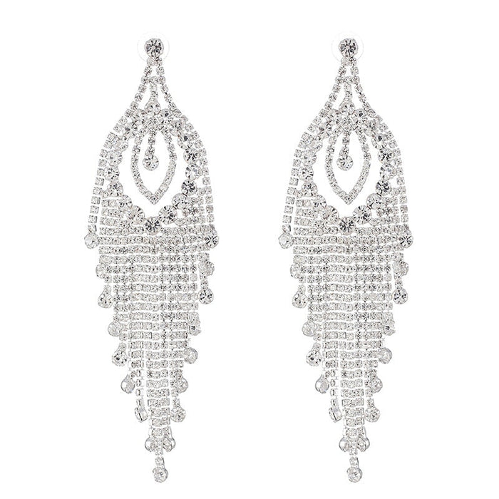 Wholesale Rhinestone crystal earrings JDC-ES-ZHONGW002 Earrings 众薇 silver+White Diamond Wholesale Jewelry JoyasDeChina Joyas De China