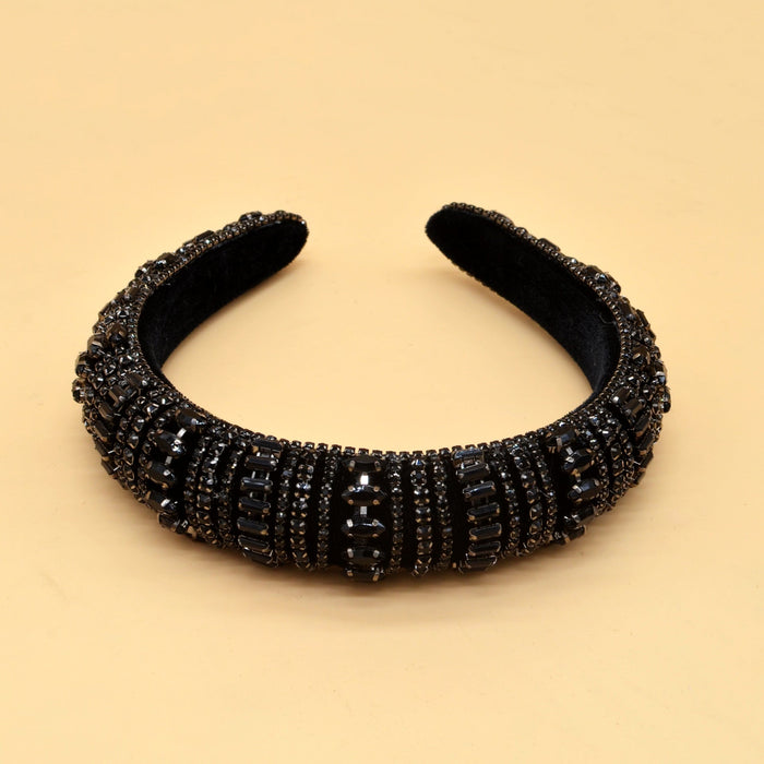 Wholesale rhinestone crystal sponge headband JDC-HD-Yul091 Headband 雨灵 black Wholesale Jewelry JoyasDeChina Joyas De China