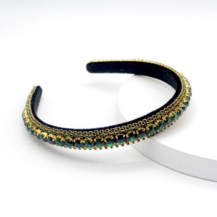 Wholesale rhinestone flannel headband JDC-HD-Yul055 Headband 雨灵 green Wholesale Jewelry JoyasDeChina Joyas De China