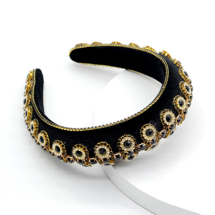 Wholesale rhinestone flannel headband JDC-HD-Yul072 Headband 雨灵 black Wholesale Jewelry JoyasDeChina Joyas De China