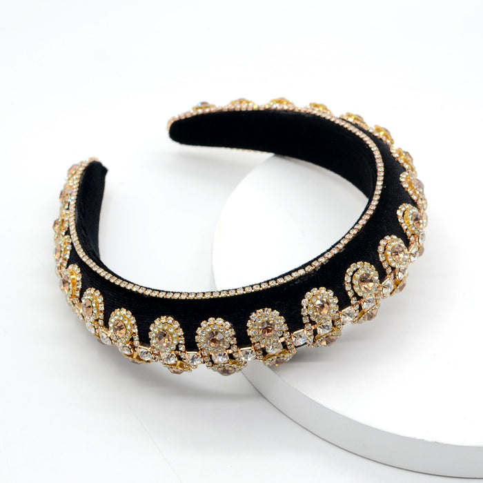 Wholesale rhinestone flannel headband JDC-HD-Yul072 Headband 雨灵 gold Wholesale Jewelry JoyasDeChina Joyas De China