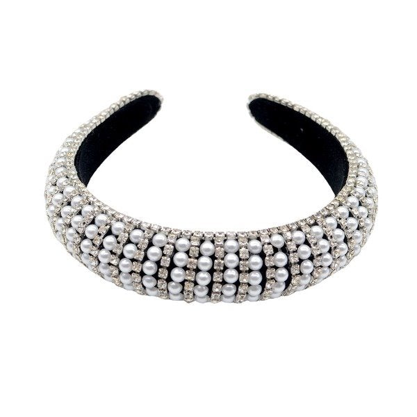 Wholesale rhinestone flannel pearl headband JDC-HD-Yul038 Headband 雨灵 Wholesale Jewelry JoyasDeChina Joyas De China