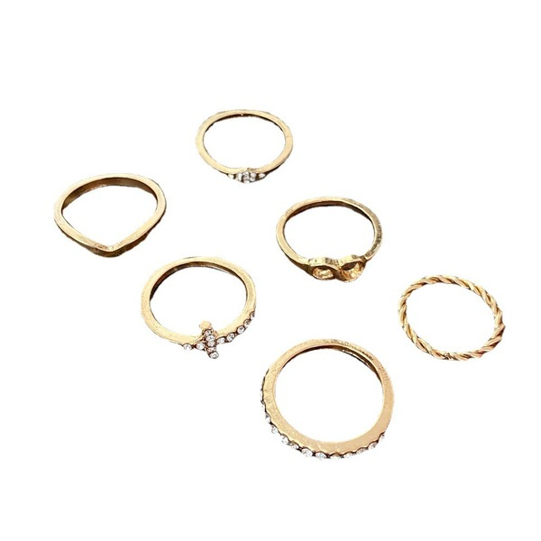 Bulk Jewelry Wholesale rhinestone gold geometric alloy joint ring JDC-RS-F386 Wholesale factory from China YIWU China