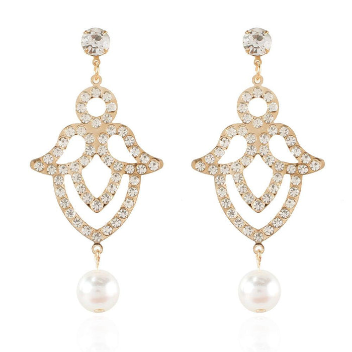 Wholesale Rhinestone imitation pearl metal earrings JDC-ES-TC183 Earrings JoyasDeChina golden Wholesale Jewelry JoyasDeChina Joyas De China
