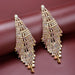 Wholesale Rhinestone Long Earrings JDC-ES-Bis018 Earrings 碧莎 gold Wholesale Jewelry JoyasDeChina Joyas De China