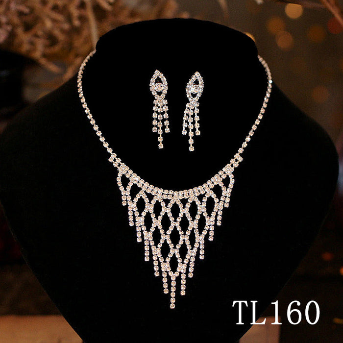 Wholesale Rhinestone Necklace and Earring Set JDC-NE-JX013 Necklaces 锦希 TL160 Electroplated silver Wholesale Jewelry JoyasDeChina Joyas De China