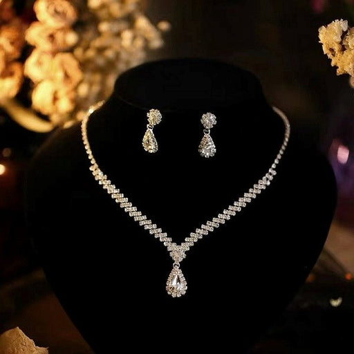 Wholesale rhinestone necklace earrings set JDC-NE-JX003 Necklaces 锦希 Wholesale Jewelry JoyasDeChina Joyas De China
