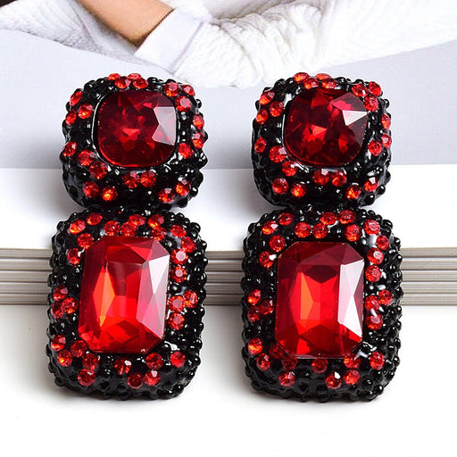 Wholesale Rhinestone Plating Alloy Earrings JDC-ES-SK033 Earrings 深刻 red Wholesale Jewelry JoyasDeChina Joyas De China