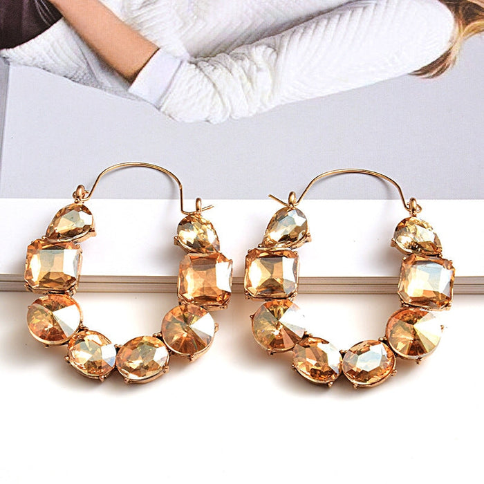 Wholesale Rhinestone Round Crystal Earrings JDC-ES-SK060 Earrings 深刻 color Wholesale Jewelry JoyasDeChina Joyas De China
