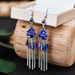 Wholesale Rhinestone Small Flower Alloy Tassel Earrings JDC-ES-Daiq021 Earrings 黛茜 DC1961-5 royal blue Wholesale Jewelry JoyasDeChina Joyas De China