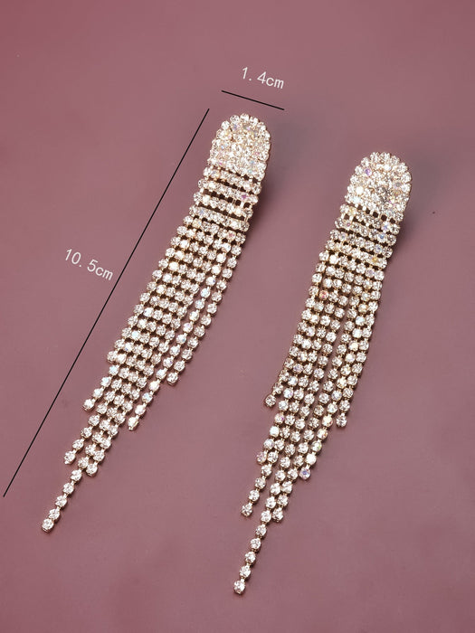 Wholesale Rhinestone Tassel Earrings JDC-ES-Bis021 Earrings 碧莎 Wholesale Jewelry JoyasDeChina Joyas De China