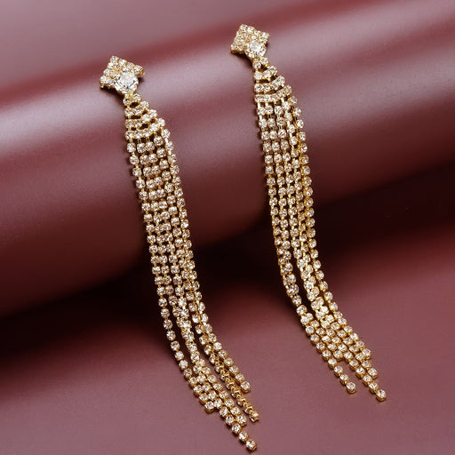 Wholesale Rhinestone Tassel Earrings JDC-ES-Bis023 Earrings 碧莎 Wholesale Jewelry JoyasDeChina Joyas De China