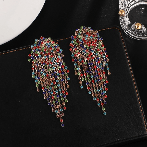 Wholesale Rhinestone Tassel Earrings JDC-ES-ZHONGW010 Earrings 众薇 Wholesale Jewelry JoyasDeChina Joyas De China