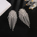 Wholesale Rhinestone Tassel Earrings JDC-ES-ZHONGW010 Earrings 众薇 Silver + White Diamond Wholesale Jewelry JoyasDeChina Joyas De China