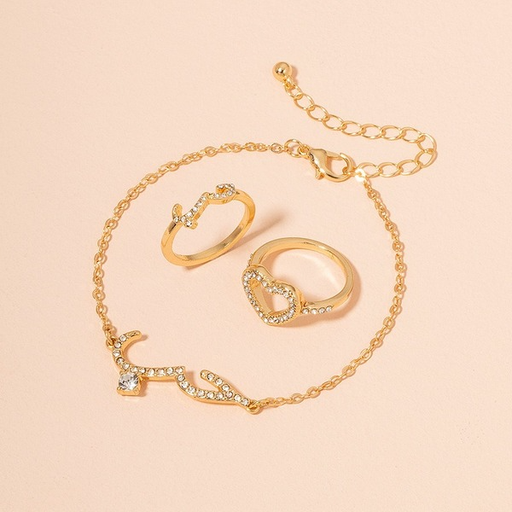 Wholesale Rhinestone Thin Chain Alloy Bracelet Ring Set JDC-BT-AYN013 Bracelet JoyasDeChina Wholesale Jewelry JoyasDeChina Joyas De China