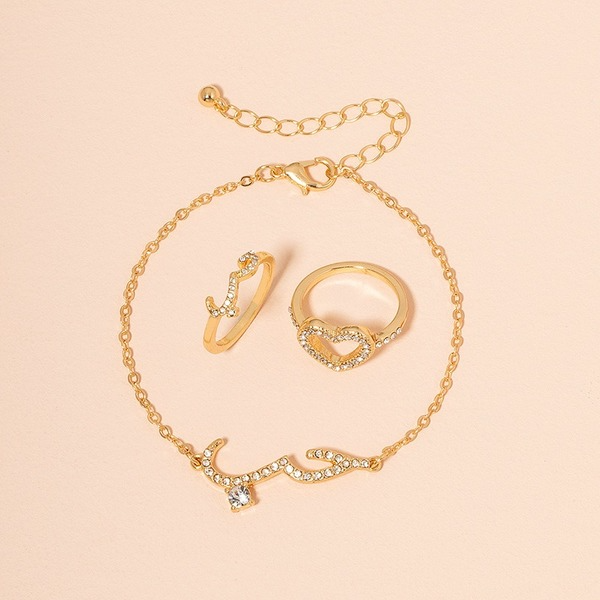 Wholesale Rhinestone Thin Chain Alloy Bracelet Ring Set JDC-BT-AYN013 Bracelet JoyasDeChina Wholesale Jewelry JoyasDeChina Joyas De China