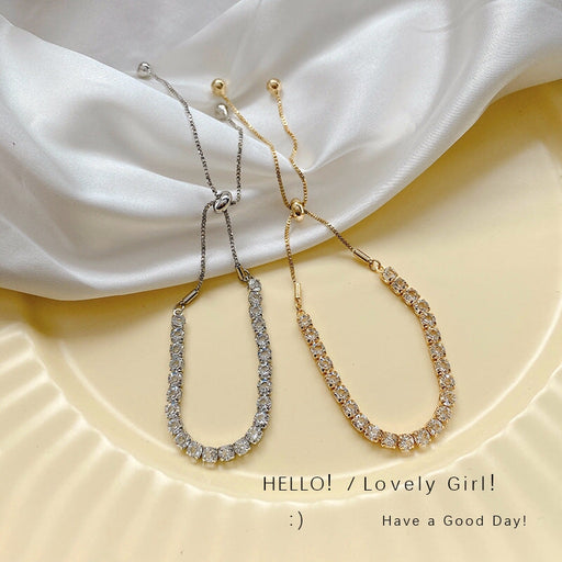 Wholesale Rhinestone Zircon Copper Gold Plated Tennis Chain Bracelet JDC-BT-LouS001 Bracelet 缕莎 Wholesale Jewelry JoyasDeChina Joyas De China
