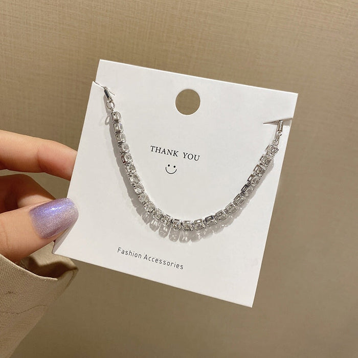 Wholesale Rhinestone Zircon Copper Gold Plated Tennis Chain Bracelet JDC-BT-LouS001 Bracelet 缕莎 S175 silver Wholesale Jewelry JoyasDeChina Joyas De China