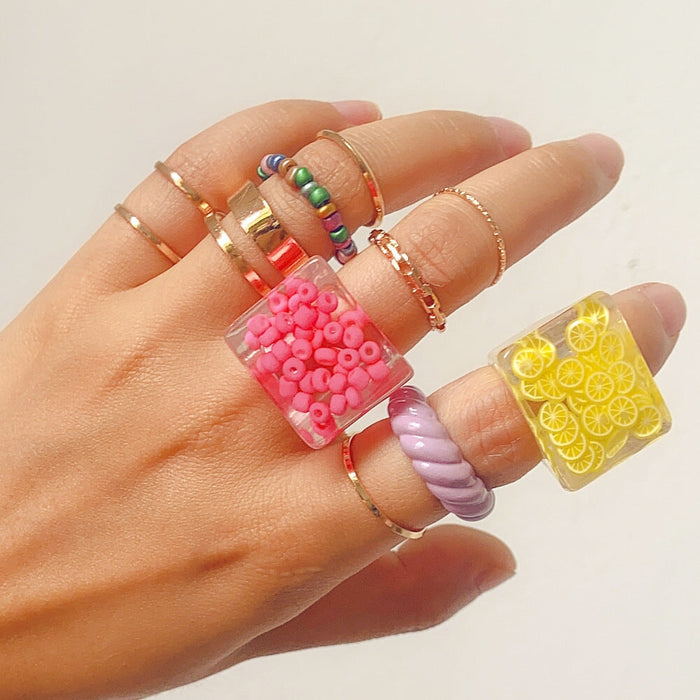 Wholesale rice bead alloy ring set JDC-RS-Yida002 Rings 宜达 1 / Wholesale Jewelry JoyasDeChina Joyas De China
