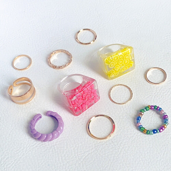 Wholesale rice bead alloy ring set JDC-RS-Yida002 Rings 宜达 Wholesale Jewelry JoyasDeChina Joyas De China