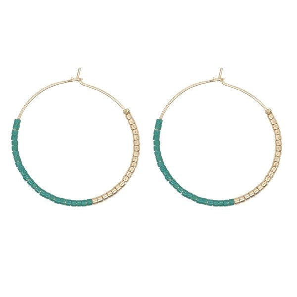 Wholesale Rice beads beaded big hoop earrings women JDC-ES-GBH003 Earrings 怪我咯 Wholesale Jewelry JoyasDeChina Joyas De China
