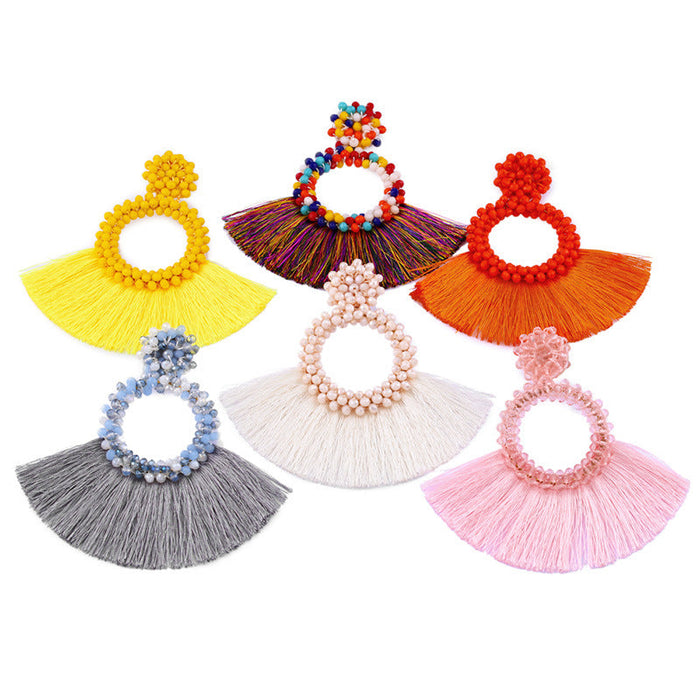 Wholesale rice beads tassel White Earrings JDC-ES-AS063 Earrings 翱?N Wholesale Jewelry JoyasDeChina Joyas De China