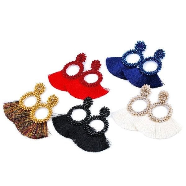 Wholesale rice beads tassel White Earrings JDC-ES-AS063 Earrings 翱?N Wholesale Jewelry JoyasDeChina Joyas De China