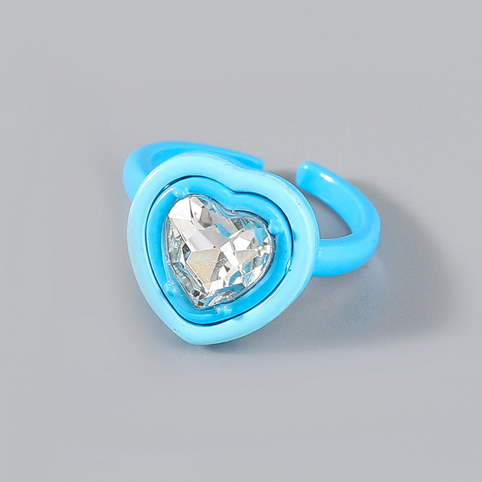 Wholesale Rings Blue Alloy Diamond Acrylic Heart Shape JDC-RS-JL031 Rings JoyasDeChina Blue Wholesale Jewelry JoyasDeChina Joyas De China