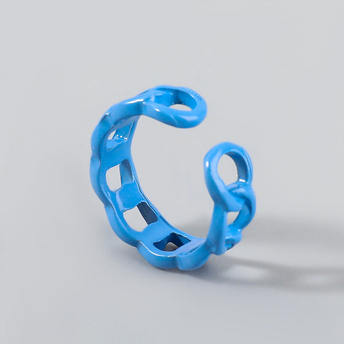 Wholesale Rings Blue drop oil openwork geometric shape JDC-RS-JL030 Rings JoyasDeChina blue Wholesale Jewelry JoyasDeChina Joyas De China