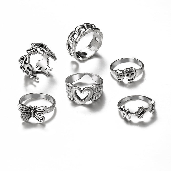 Bulk Jewelry Wholesale Rings Butterfly ancient silver Alloy JDC-RS-F539 Wholesale factory from China YIWU China