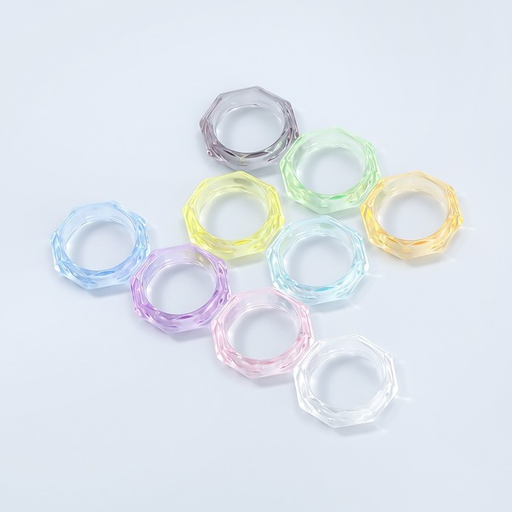Wholesale Rings Candy color octagonal resin JDC-RS-JL081 Rings JoyasDeChina Wholesale Jewelry JoyasDeChina Joyas De China