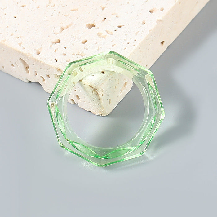 Wholesale Rings Candy color octagonal resin JDC-RS-JL081 Rings JoyasDeChina Green Wholesale Jewelry JoyasDeChina Joyas De China