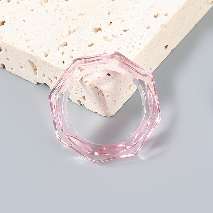 Wholesale Rings Candy color octagonal resin JDC-RS-JL081 Rings JoyasDeChina Pink Wholesale Jewelry JoyasDeChina Joyas De China