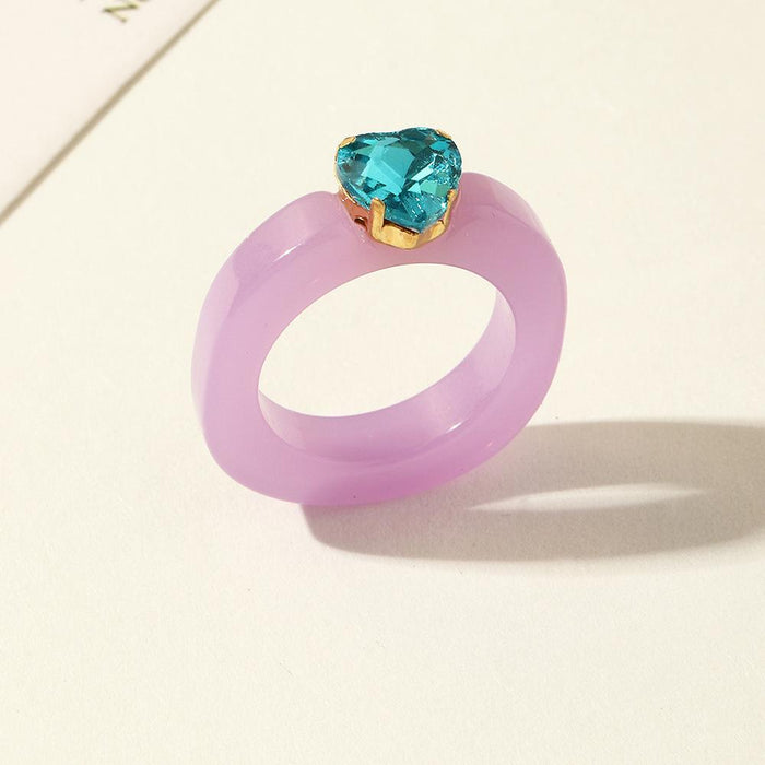 Bulk Jewelry Wholesale Rings Candy Color Resin Heart Diamond JDC-RS-e141 Wholesale factory from China YIWU China