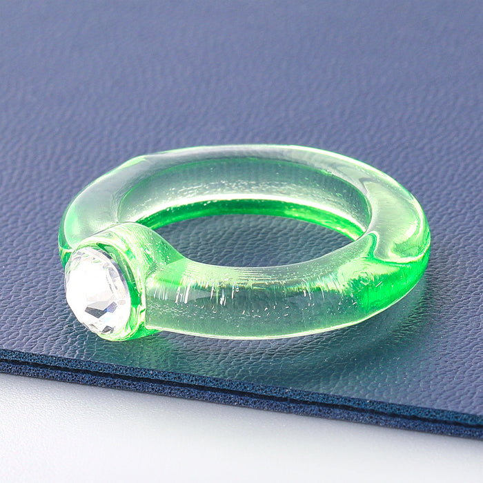 Wholesale Rings Candy color round resin acrylic JDC-RS-JL070 Rings JoyasDeChina Green Wholesale Jewelry JoyasDeChina Joyas De China