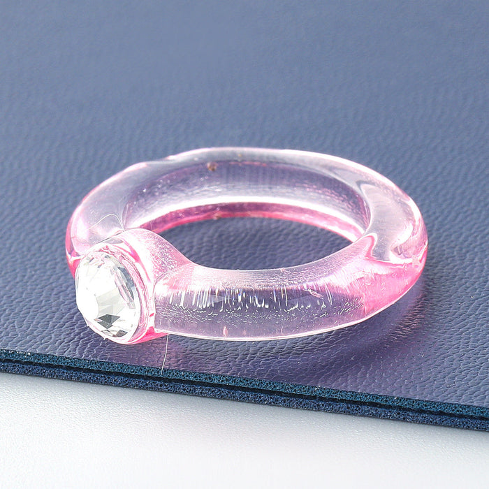 Wholesale Rings Candy color round resin acrylic JDC-RS-JL070 Rings JoyasDeChina Pink Wholesale Jewelry JoyasDeChina Joyas De China