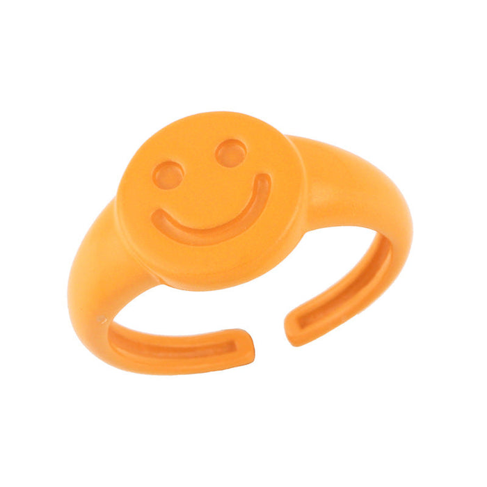 Wholesale Rings Candy-colored dripping smile copper JDC-RS-AS391 Rings JoyasDeChina Orange The opening is adjustable Wholesale Jewelry JoyasDeChina Joyas De China