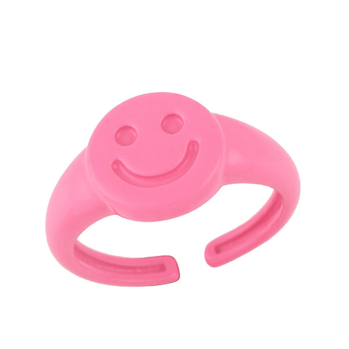 Wholesale Rings Candy-colored dripping smile copper JDC-RS-AS391 Rings JoyasDeChina Pink The opening is adjustable Wholesale Jewelry JoyasDeChina Joyas De China