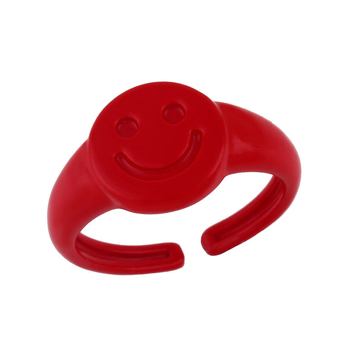 Wholesale Rings Candy-colored dripping smile copper JDC-RS-AS391 Rings JoyasDeChina red The opening is adjustable Wholesale Jewelry JoyasDeChina Joyas De China