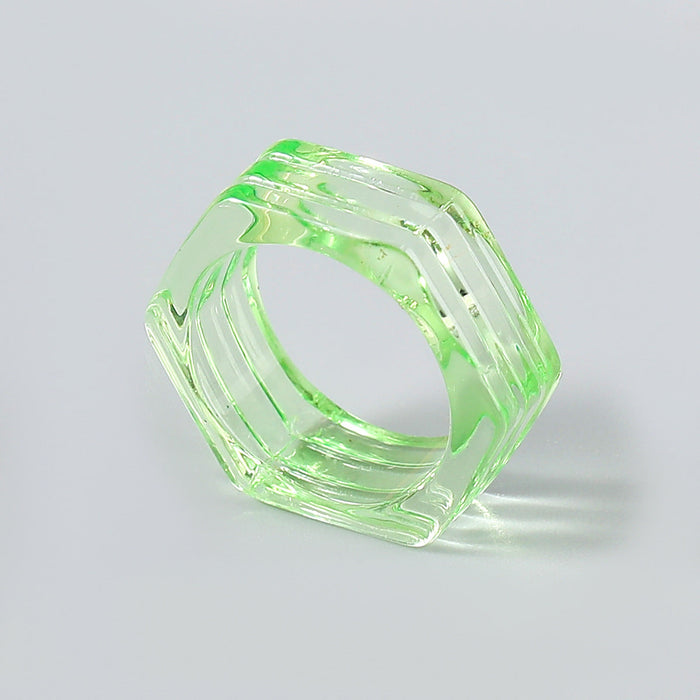 Wholesale Rings Candy-colored hexagonal resin JDC-RS-JL080 Rings JoyasDeChina green Wholesale Jewelry JoyasDeChina Joyas De China