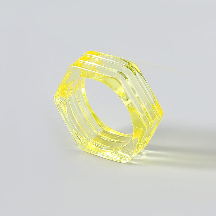 Wholesale Rings Candy-colored hexagonal resin JDC-RS-JL080 Rings JoyasDeChina yellow Wholesale Jewelry JoyasDeChina Joyas De China